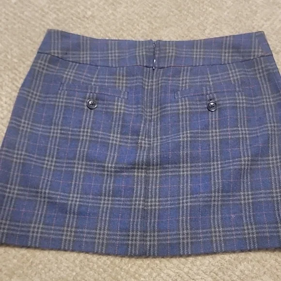 Vtg Y2K Gap Skirt Blue Plaid Wool Blend Mini School Tartan - Picture 4 of 5